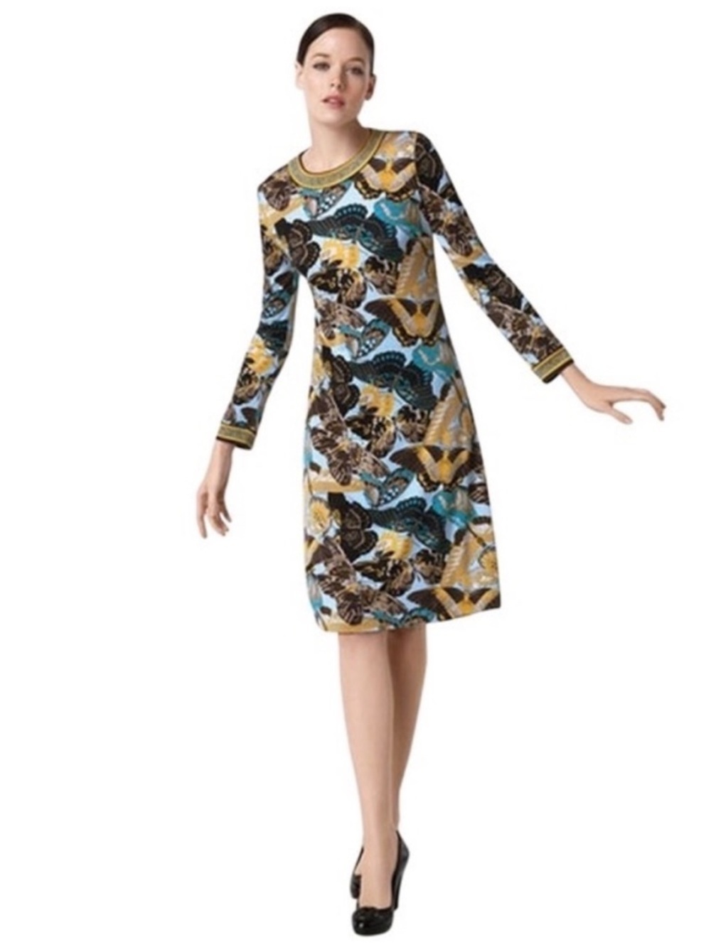 Tory Burch Kareema Butterfly Silk Shift Dress Large